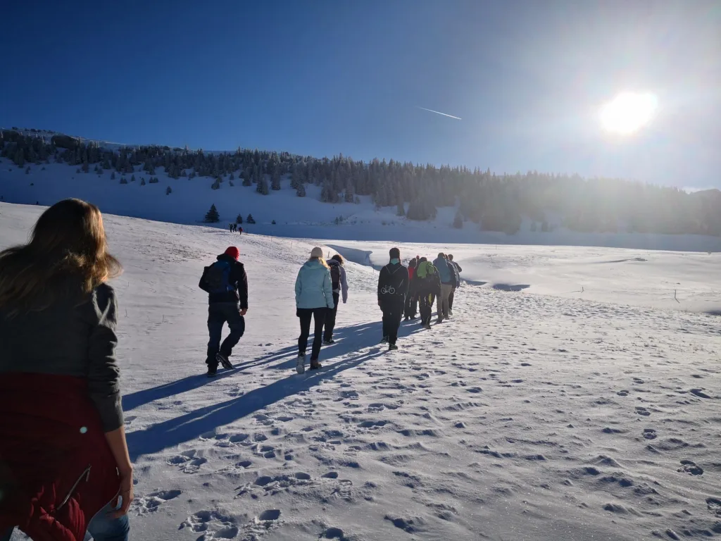 Mitglieder des Breisgauverein für Segelflug e.V. wandern Richtung Gipfel.